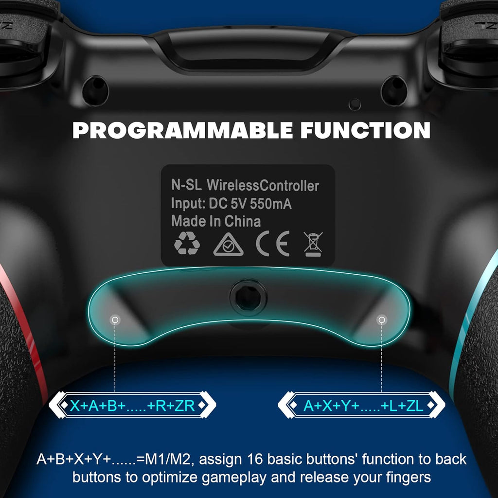 Diswoe Controlador Switch, Control remoto inalámbrico Pro para Switch 2/Switch/Switch Lite/Switch OLED, mando de juego con joystick, turbo ajustable con función programable