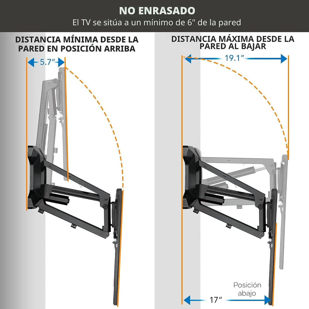 MOUNT-IT! Soporte de pared motorizado para TV con chimenea | Soporte de montaje de mantel eléctrico desplegable con control remoto, capacidad de peso de hasta 77 libras, altura ajustable, giratorio, compatible con VESA 600 x 400