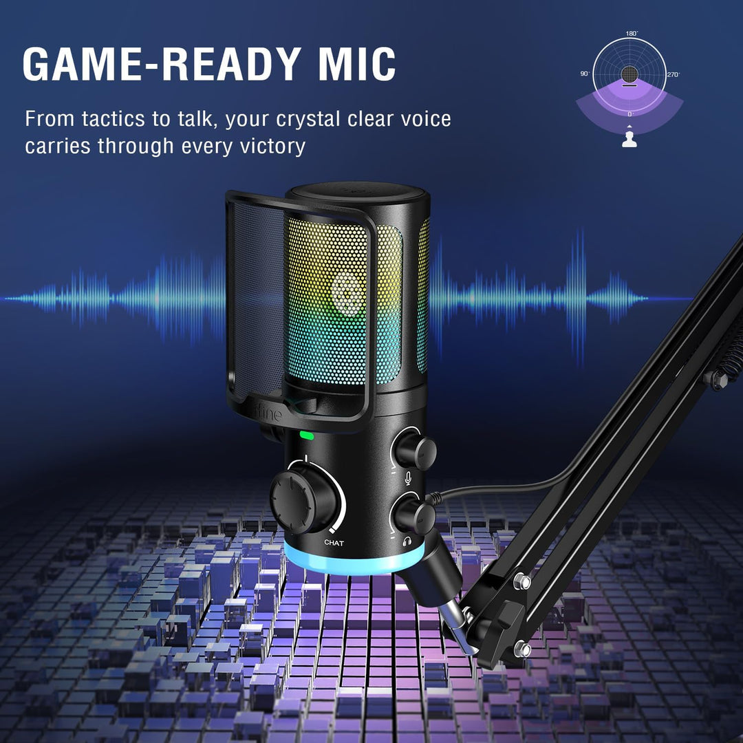 FIFINE Kit de micrófono de transmisión USB para juegos, micrófono d...