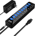 atolla, CH-310U3, hub USB 3.0 de 10 puertos, alimentado, adaptador 12V/2.5A