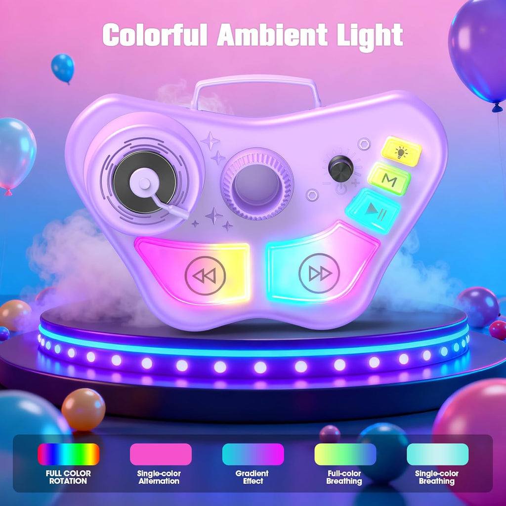 Máquina de karaoke con soporte para niños, juguetes de canto de Navidad, regalos para niñas de 3, 4, 5, 6, 7, 8 años, micrófono recargable para niños, altavoz Bluetooth con 2 micrófonos para niñas de