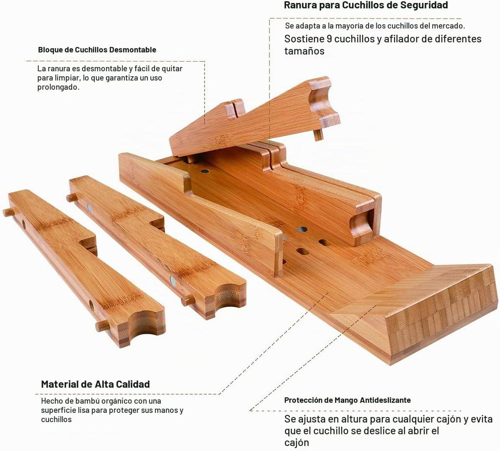 NIUXX Juego de bloques de cuchillos de bambú para 9 cuchillos (no incluidos)