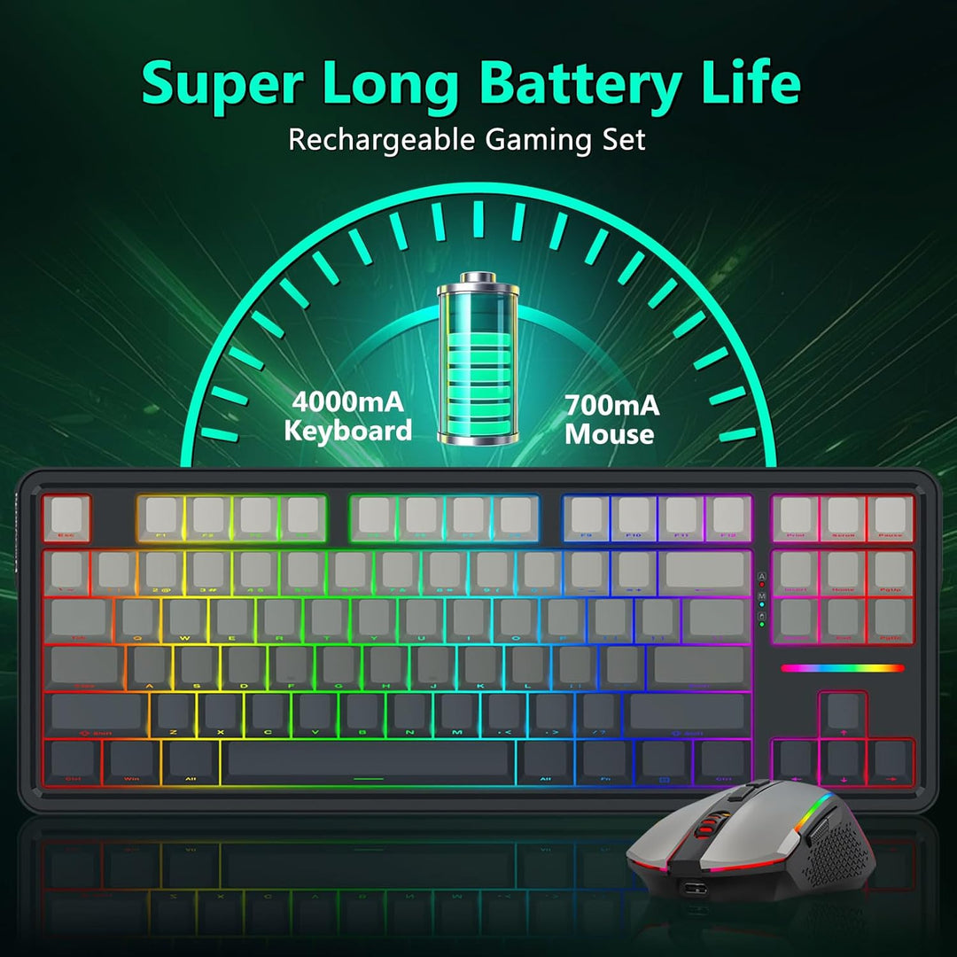 Redragon Combo de teclado mecánico inalámbrico y mouse, Bluetooth\/...