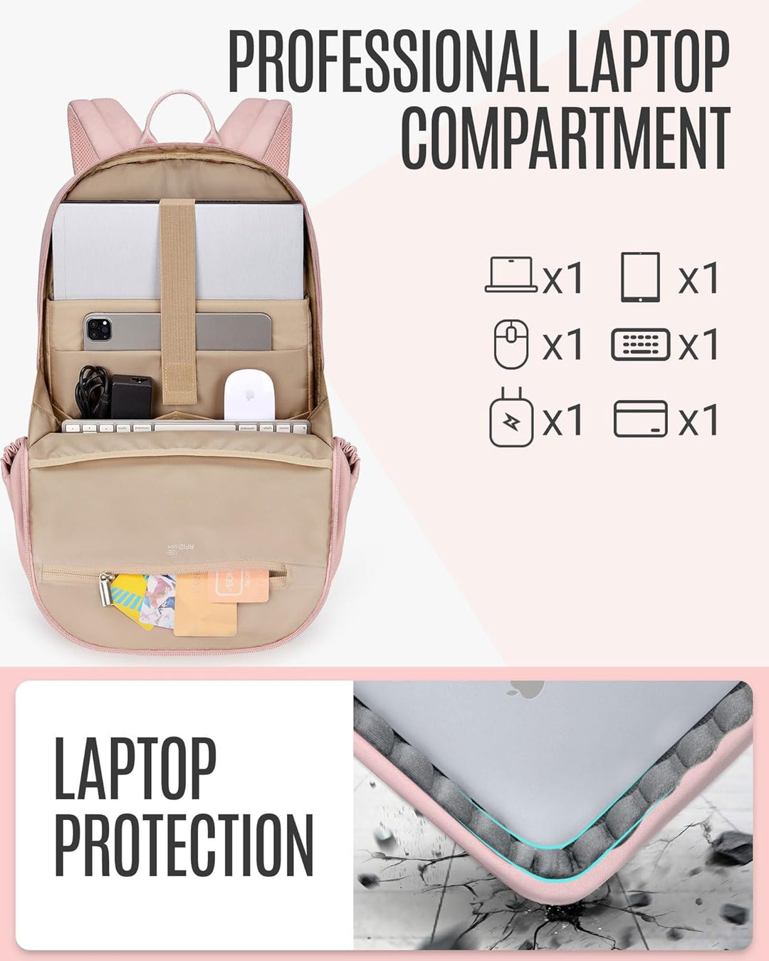 LIGHT FLIGHT Mochila para laptop para mujer, bolsa de viaje para la...