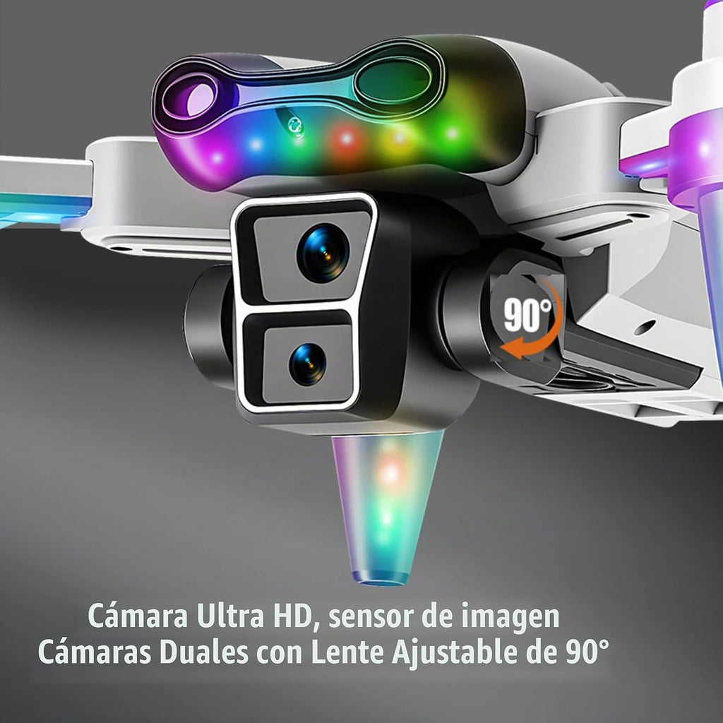 Drones para niños de 8 a 12 años con cámara – Drone con cámara para niños y principiantes, mini dron para niños con luces LED de lujo, pantalla FPV integrada de 2.4 pulgadas, baterías duales, regalo
