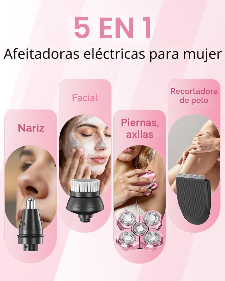 Maquinilla de afeitar eléctrica para mujer, 5 en 1, multifuncional,...
