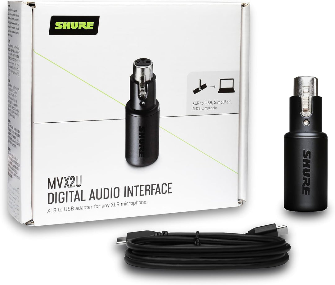 Shure MVX2U - Interfaz XLR a USB con conector para auriculares, gan...