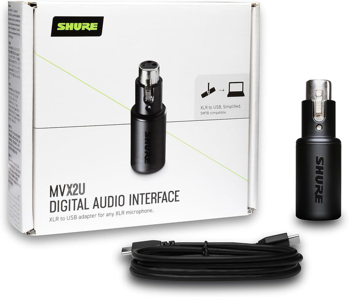 Shure MVX2U - Interfaz XLR a USB con conector para auriculares, gan...