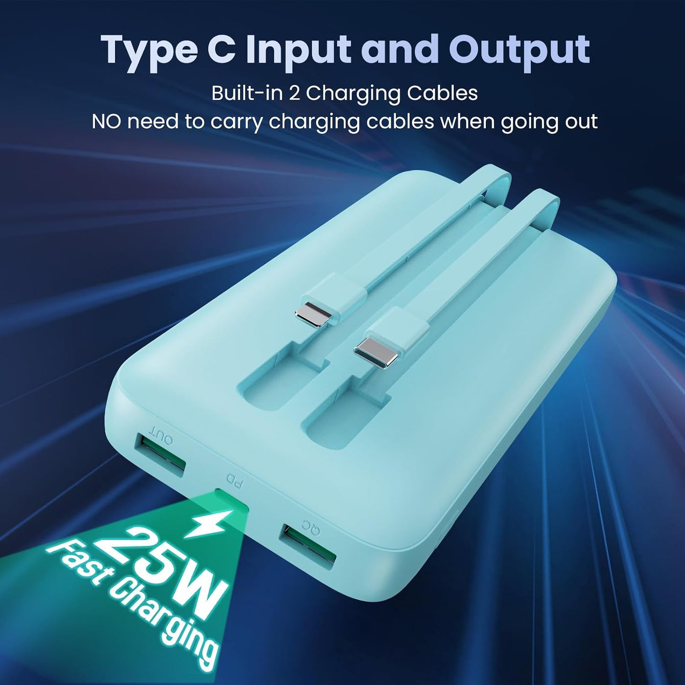 Cargador Portátil PowerBank 40,800mAh con Cables Integrados, Carga...