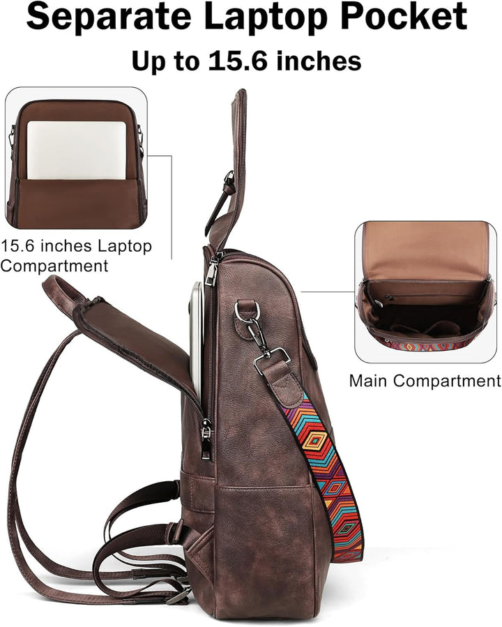 FADEON Mochila para computadora portátil para mujer, mochila de via...