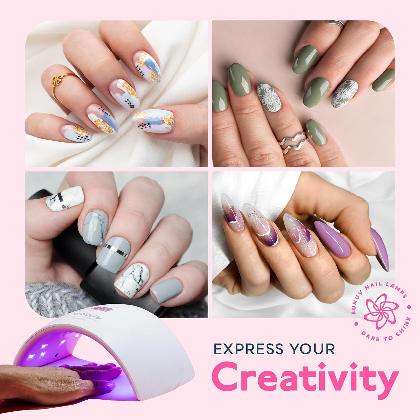 SUNUV Lámpara UV para uñas, secador para esmalte de gel con sensor,...