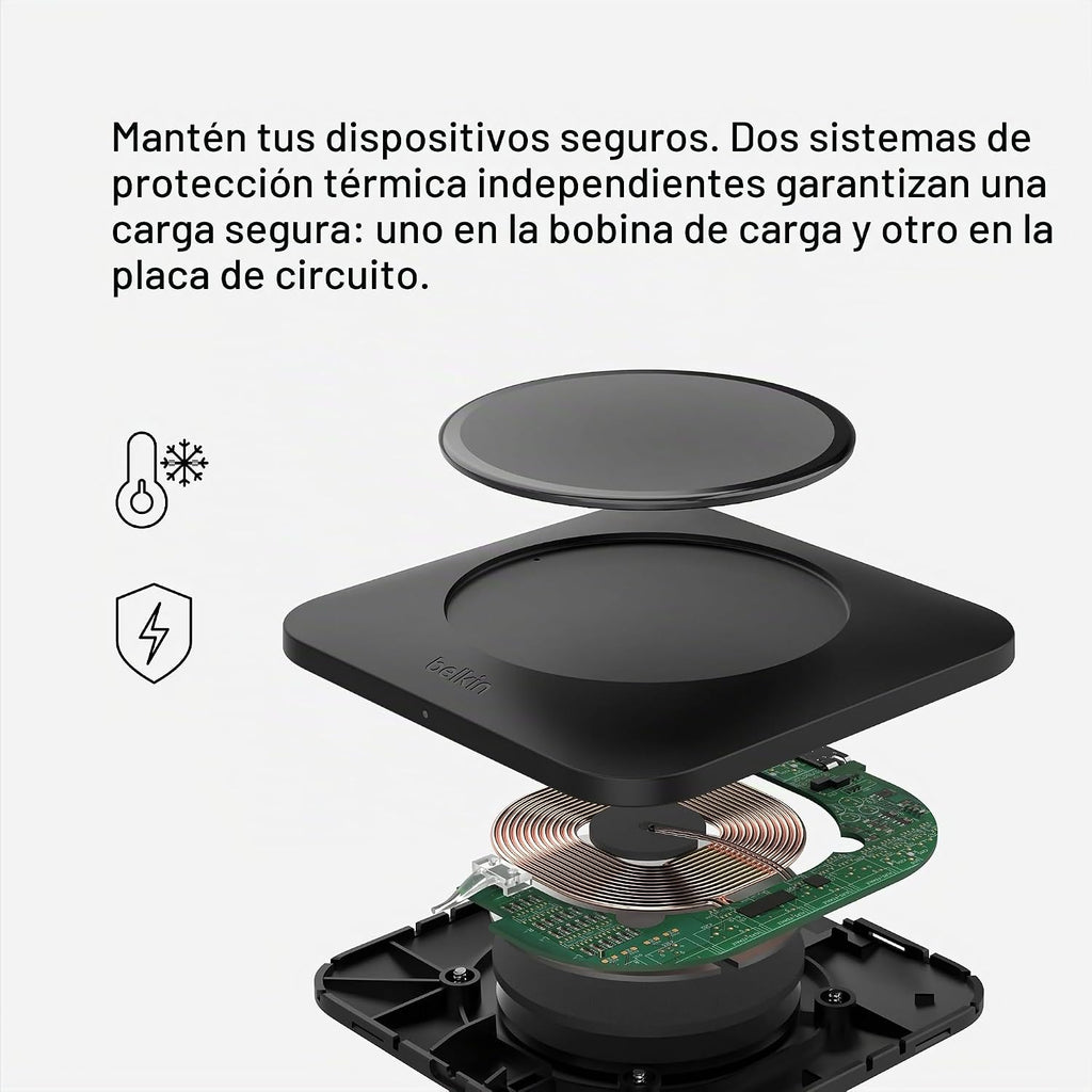 Belkin Almohadilla de carga inalámbrica de 15W, cargador Qi compacto para