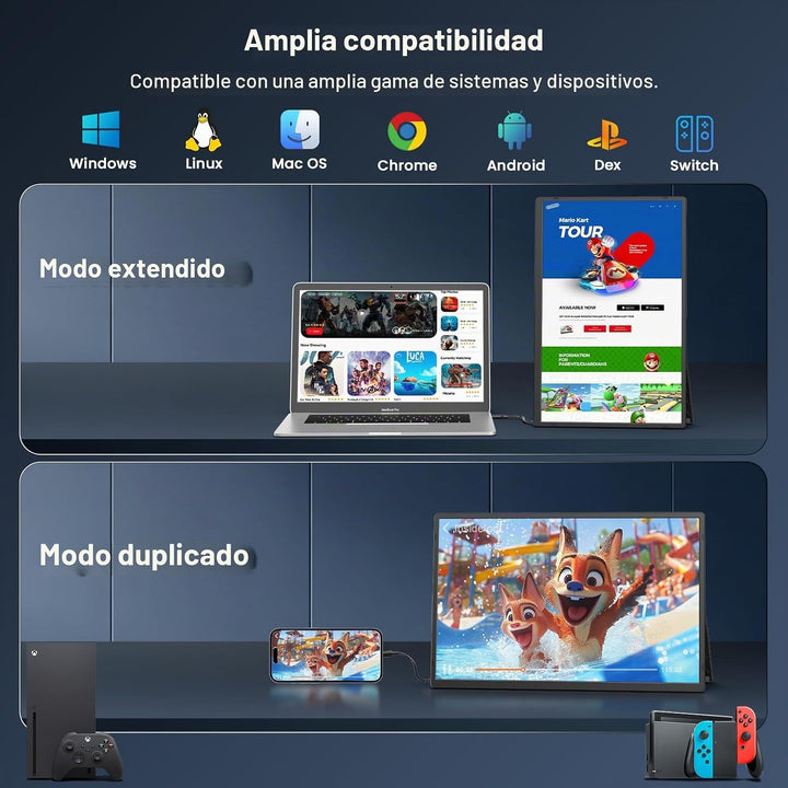 Ozirex Monitor portátil de 16 \u2033 para computadora portátil, ext...