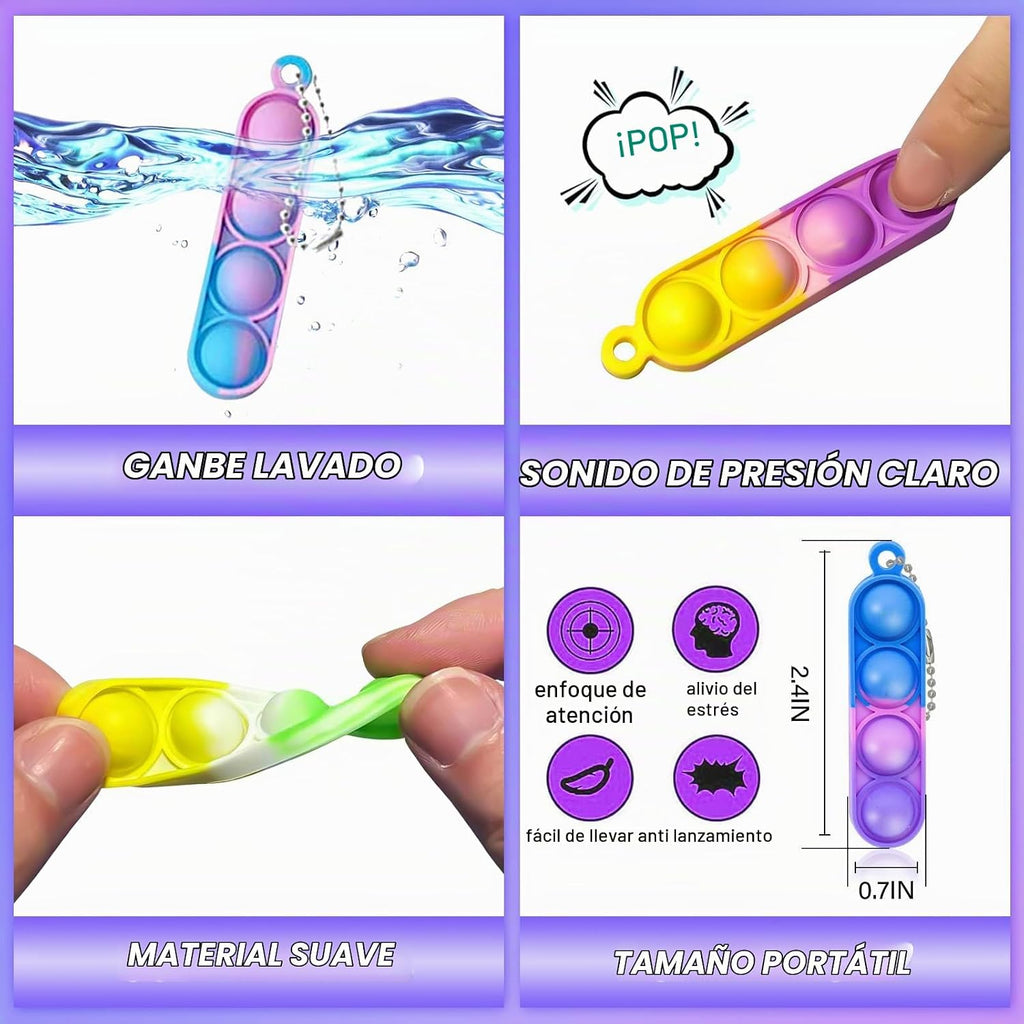 260 PCS Llaveros Pop a Granel Recuerdos de Fiesta, Juguetes Fidget para Niños a Granel Mini Llaveros Pop Juguetes Sensoriales Rellenos de Calcetines Navideños Piñata Premios de Cumpleaños Aula Paquete