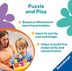 Ravensburger Juego de rompecabezas y juego de Play+ - My Little Plants - Juego de clavijas Montessori de clasificación y apilamiento de madera para niños pequeños