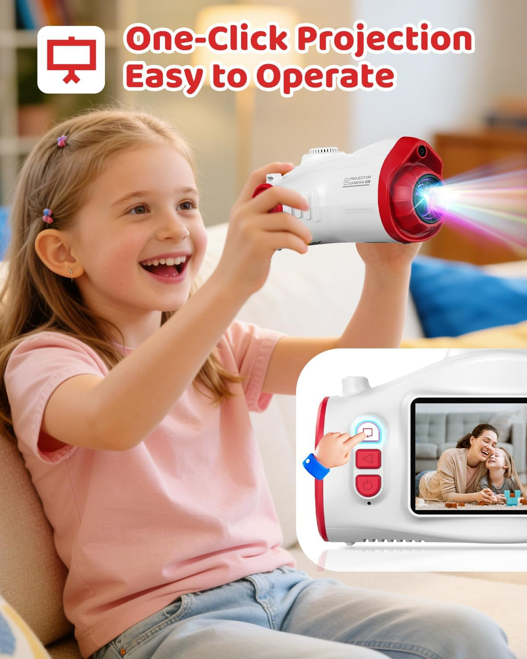 Cámara para niños con proyector, videocámara de video digital 1080P...