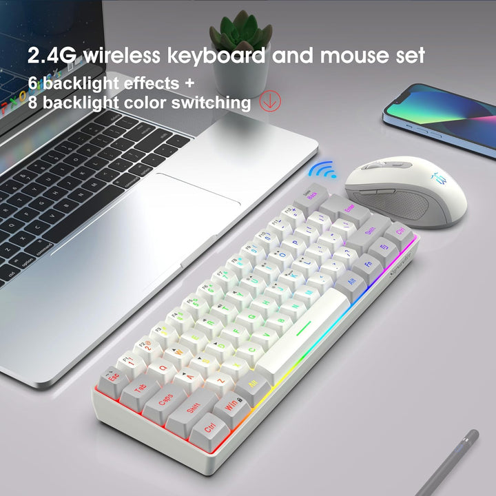 Snpurdiri Combo de teclado y mouse inalámbricos para juegos de 2.4G...