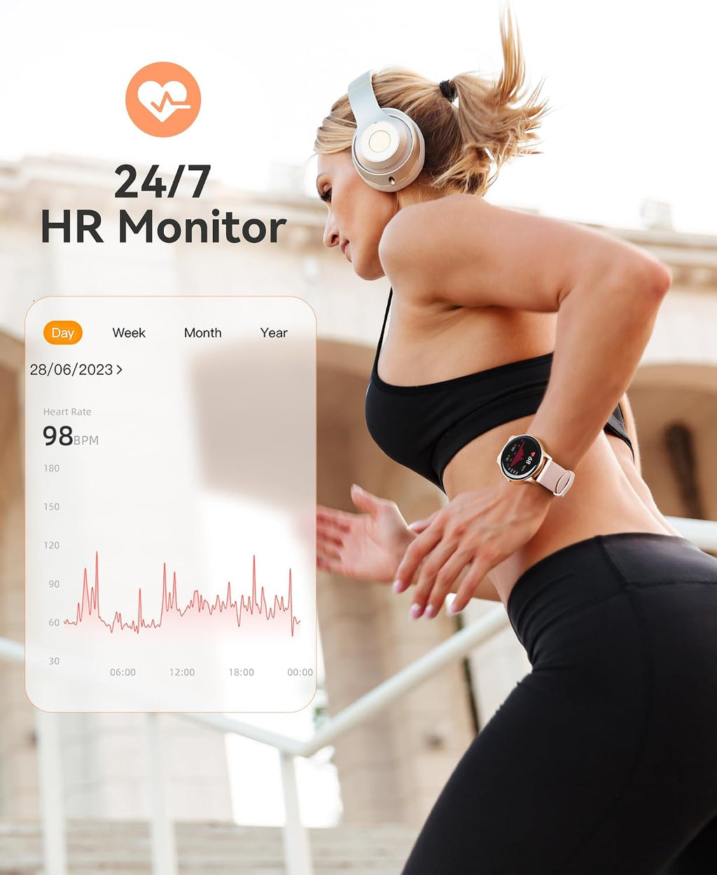 AGPTEK Reloj inteligente para mujer, reloj inteligente impermeable de 5 ATM