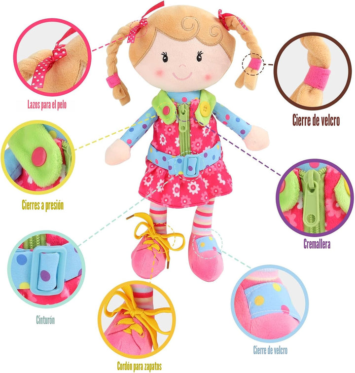 Snuggle Stuffs Sugar Snap - Muñeca de peluche para aprender a vesti...