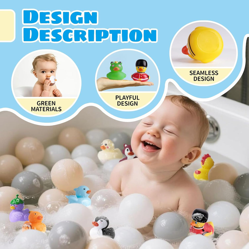 24 patitos de goma, juguetes de baño para niños pequeños, juguetes de bañera sin agujeros para piscina de bebé, para niños y niñas de 18+ meses
