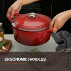 Overmont - Horno holandés de hierro fundido esmaltado, olla de 5.5 cuartos