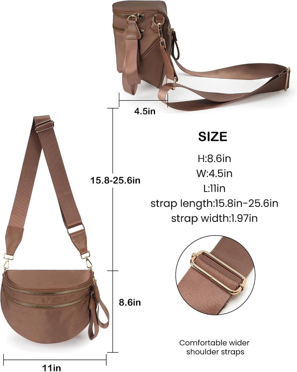 Bolso cruzado espacioso de nylon, bolsa de cintura, bolsos, billeteras, carteras de moda, bolso de hombro para mujer