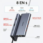 Laptop USB C Docking Station Dual HDMI Monitors 8K USB C Video USB-C Hub