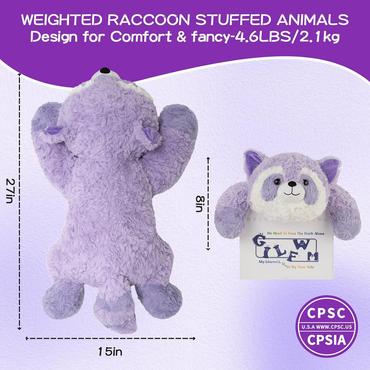 GILFWM Peluche de mapache con peso de 27 pulgadas, 5 libras, calent...