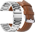 Fullmosa Correa de reloj de liberación rápida de acero inoxidable de 0.709 in y correa de reloj de cuero de 0.709 in marrón+hebilla plateada, Moderno