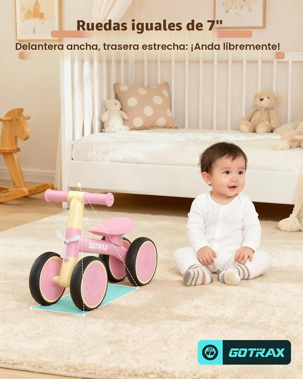 Gotrax Bicicleta de equilibrio para bebé, ruedas silenciosas de 7 pulgadas