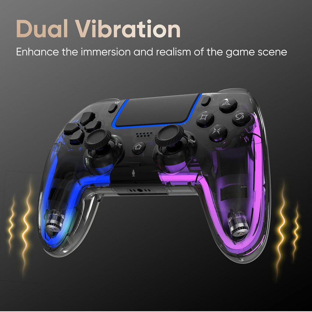 BETMI Controlador Inalámbrico para PS5, Pro/Slim/MAC/PC (Negro Transparente)