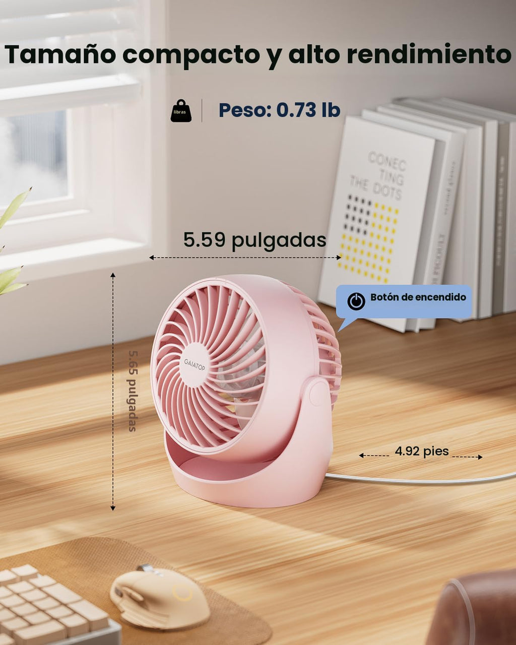 Gaiatop Ventilador de escritorio, ventilador eléctrico portátil de...