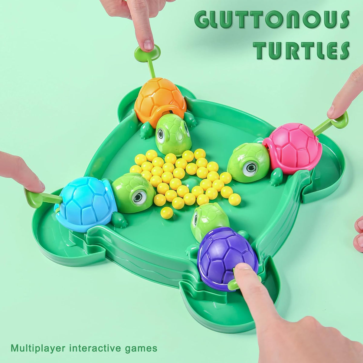 AIUAZA Juego de mesa de ajedrez de tortuga hambrienta, juego de caja hambrienta, juego de tablero de ajedrez de frijoles comiendo tortugas, juguetes familiares para fiestas y fiestas, juguetes, 2-4 personas (36 frijoles)