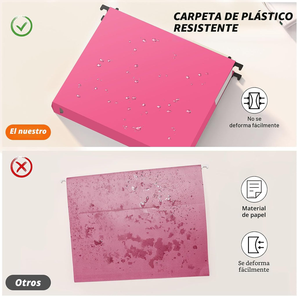 Carpetas colgantes de plástico de capacidad adicional, paquete de 12 carpetas colgantes expandibles reforzadas, tamaño carta, bolsillo de acordeón, expansión resistente de 2 pulgadas, organizador de