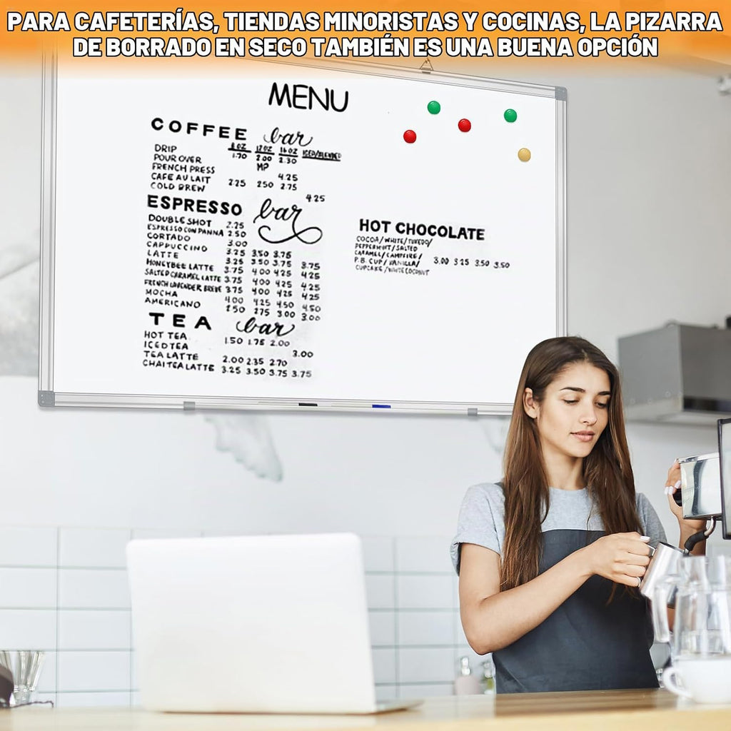 Pizarra de Borrado en Seco para Pared 72"x40" Pizarra Magnética de Presentación de Aluminio con Bandeja Larga para Bolígrafos, Pizarra Blanca Montada en la Pared para Escuela, Oficina y Hogar