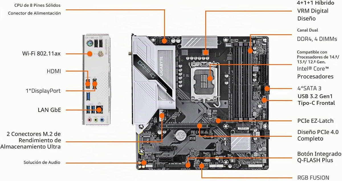 GIGABYTE B760M Gaming Plus WiFi DDR4 LGA 1700 Intel B760 M-ATX Plac...