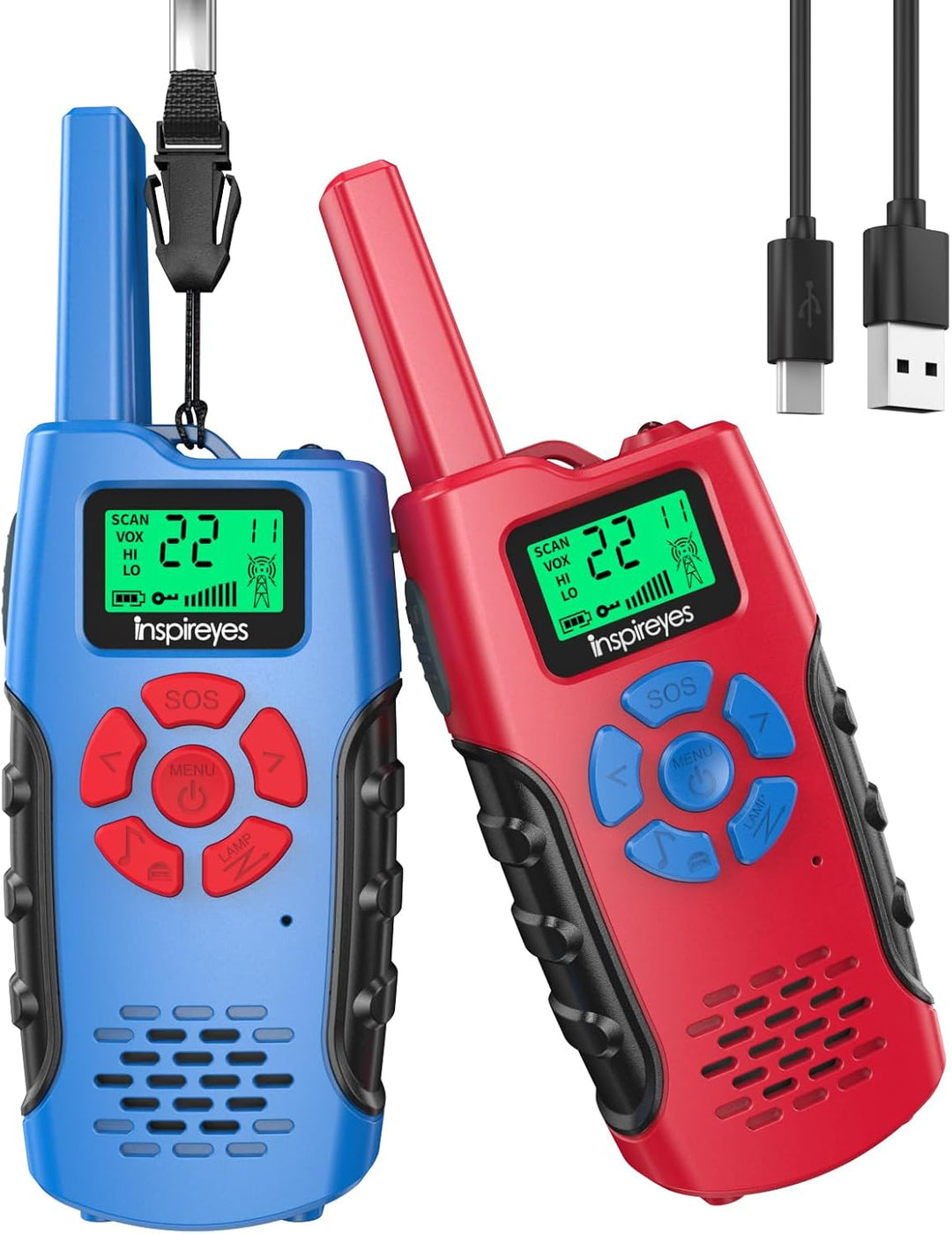 Inspireyes Walkie Talkies para niños recargables, juguetes para niñ...