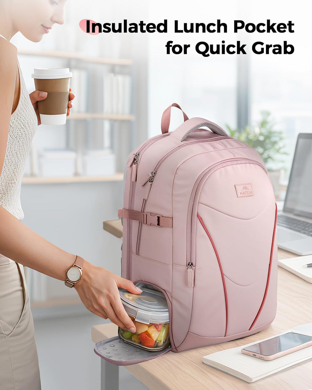 MATEIN HER Mochila de trabajo para laptop con compartimento para al...