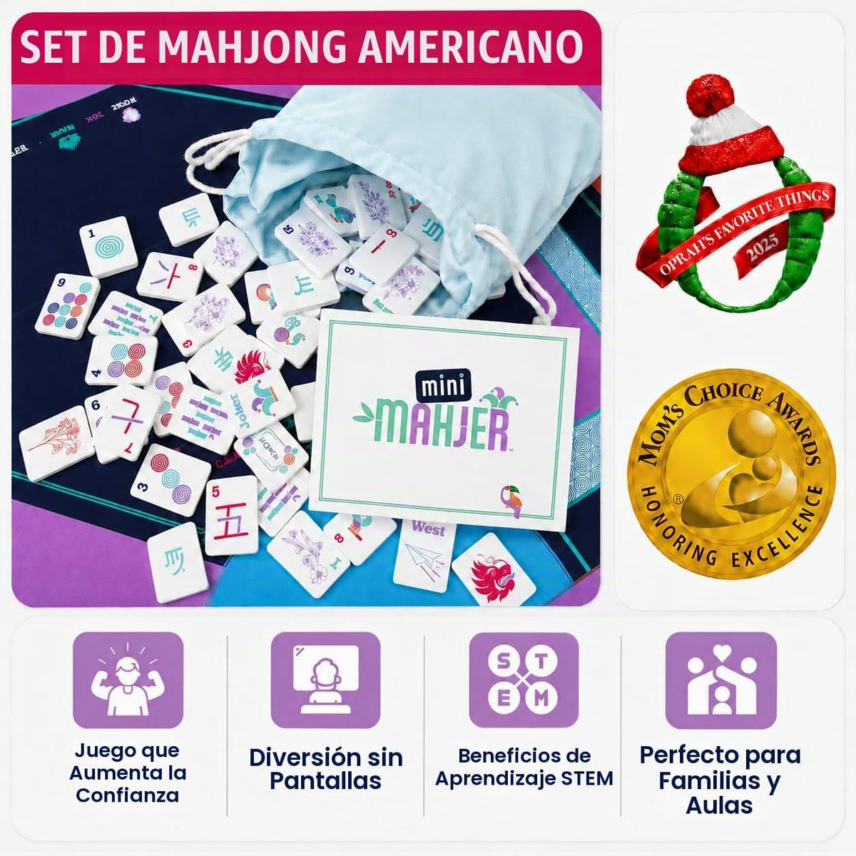 Mini Mahjer Mahjong para niños, juego de mahjong americano | Rackin' Rosie