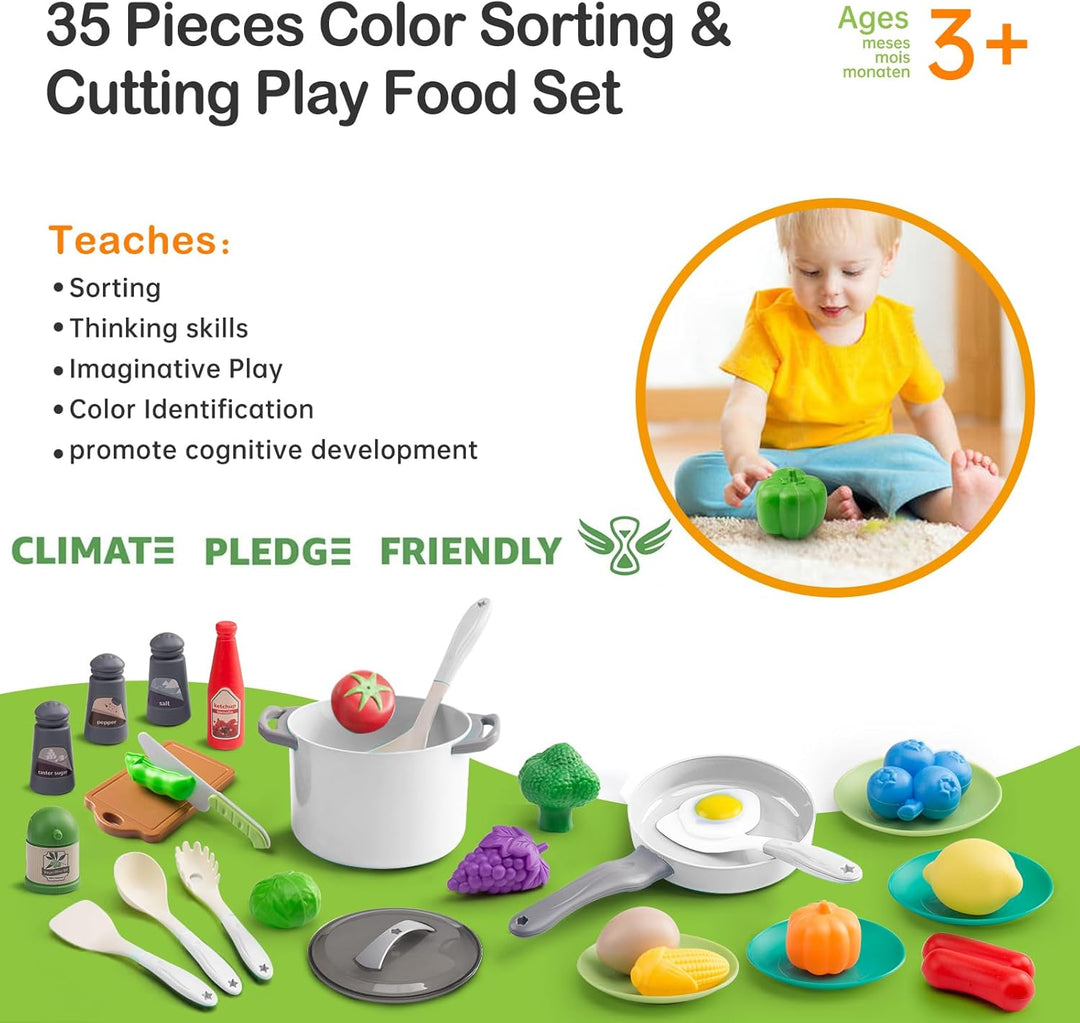 35 piezas de accesorios de juguete de cocina para niños, juego de c...