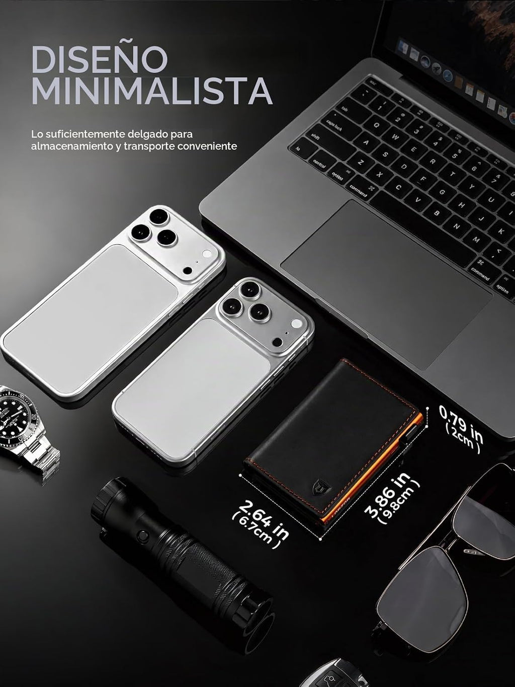 Cartera minimalista para hombre con tarjetero de crédito, cuero de grano completo más fino, billetera inteligente emergente, billetera delgada triple, bloqueo RFID, bolsillo frontal, ventana de
