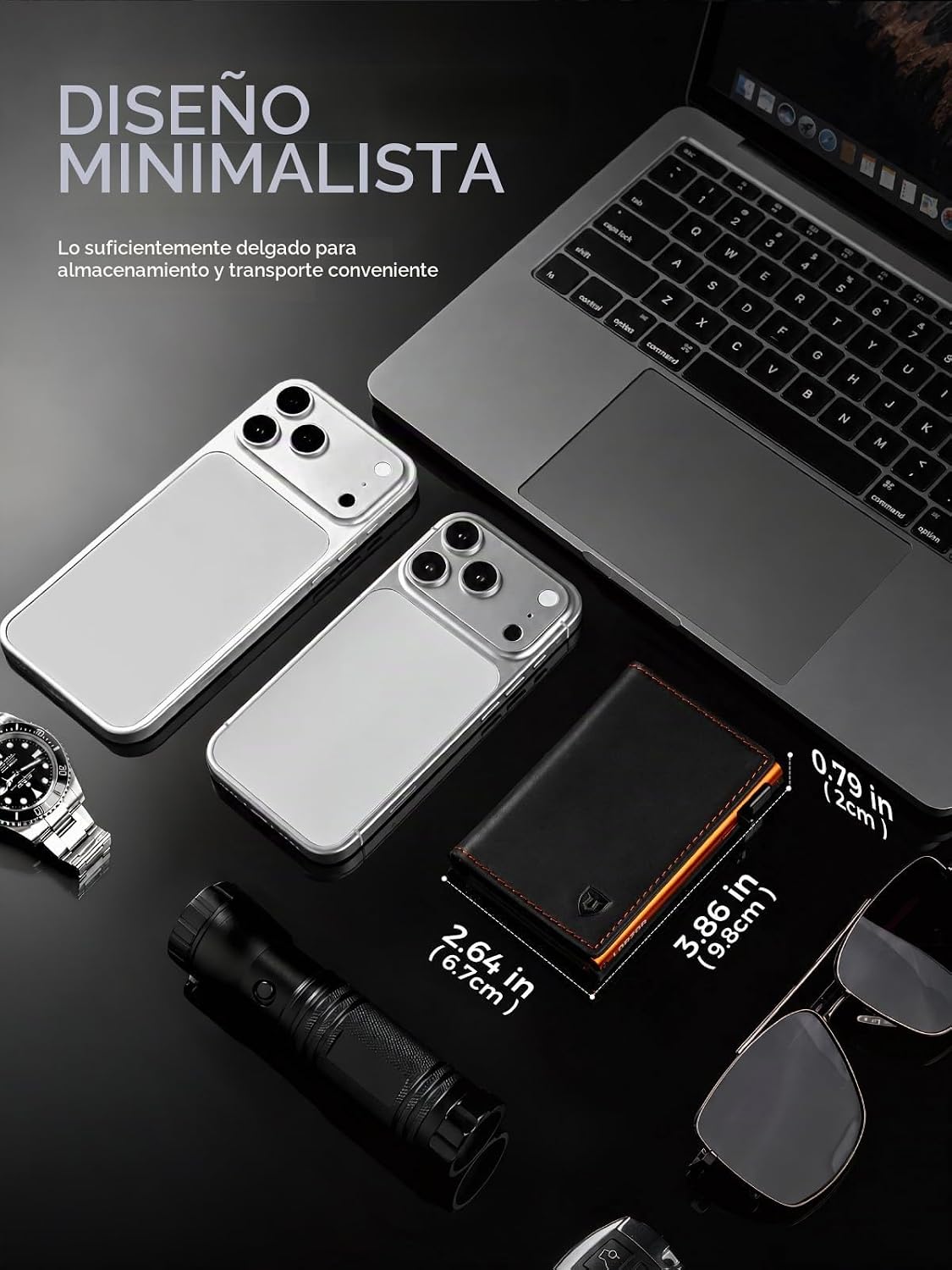 Cartera minimalista para hombre con tarjetero de crédito, cuero de grano completo más fino, billetera inteligente emergente, billetera delgada triple, bloqueo RFID, bolsillo frontal, ventana de
