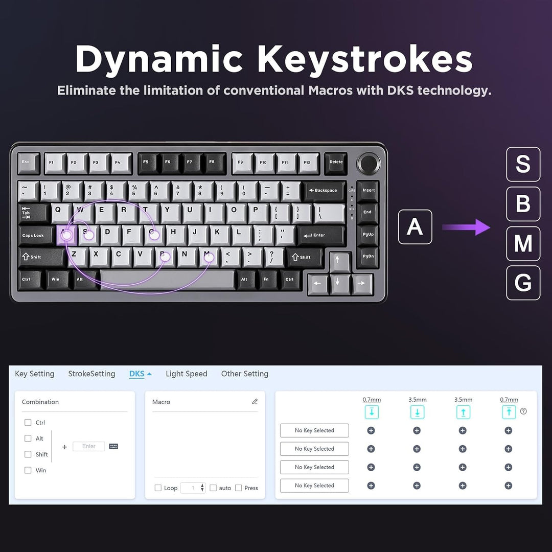 YUNZII RT75 Teclado de juegos con cable de disparo rápido, interrup...