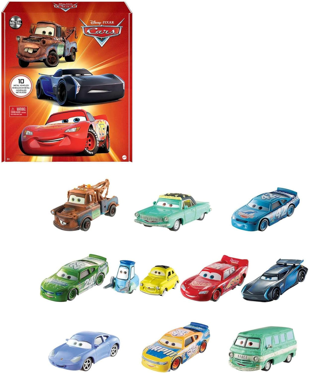 Mattel Disney y Pixar Cars - Juego de 10 mini corredores de fundición a