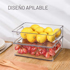 Contenedores organizadores apilables para refrigerador, paquete de 6 contenedores organizadores de cocina transparentes con asas y 20 bolsas de plástico para despensa, armarios, estantes, cajones,