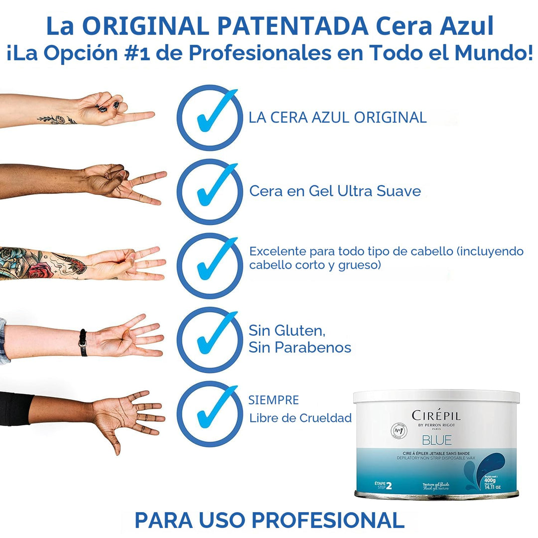 Cirepil - Azul - Lata de cera dura de 400g \/ 14.11 oz - Cera para...