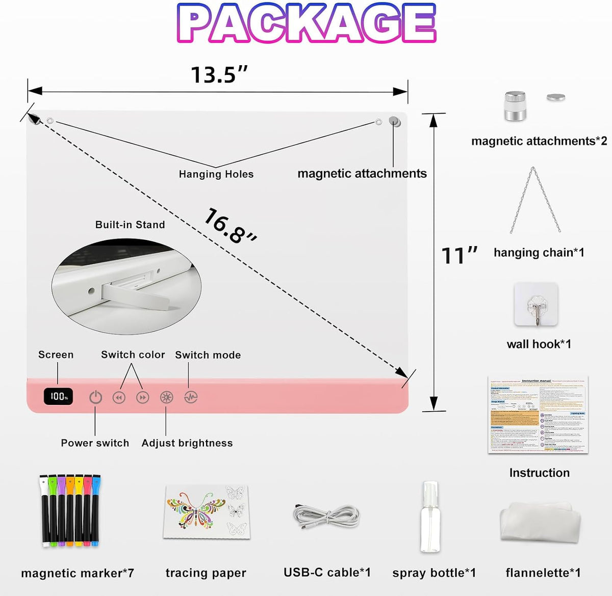 Cosmody Tablero de dibujo LED recargable, regalo para niños y niñas a
