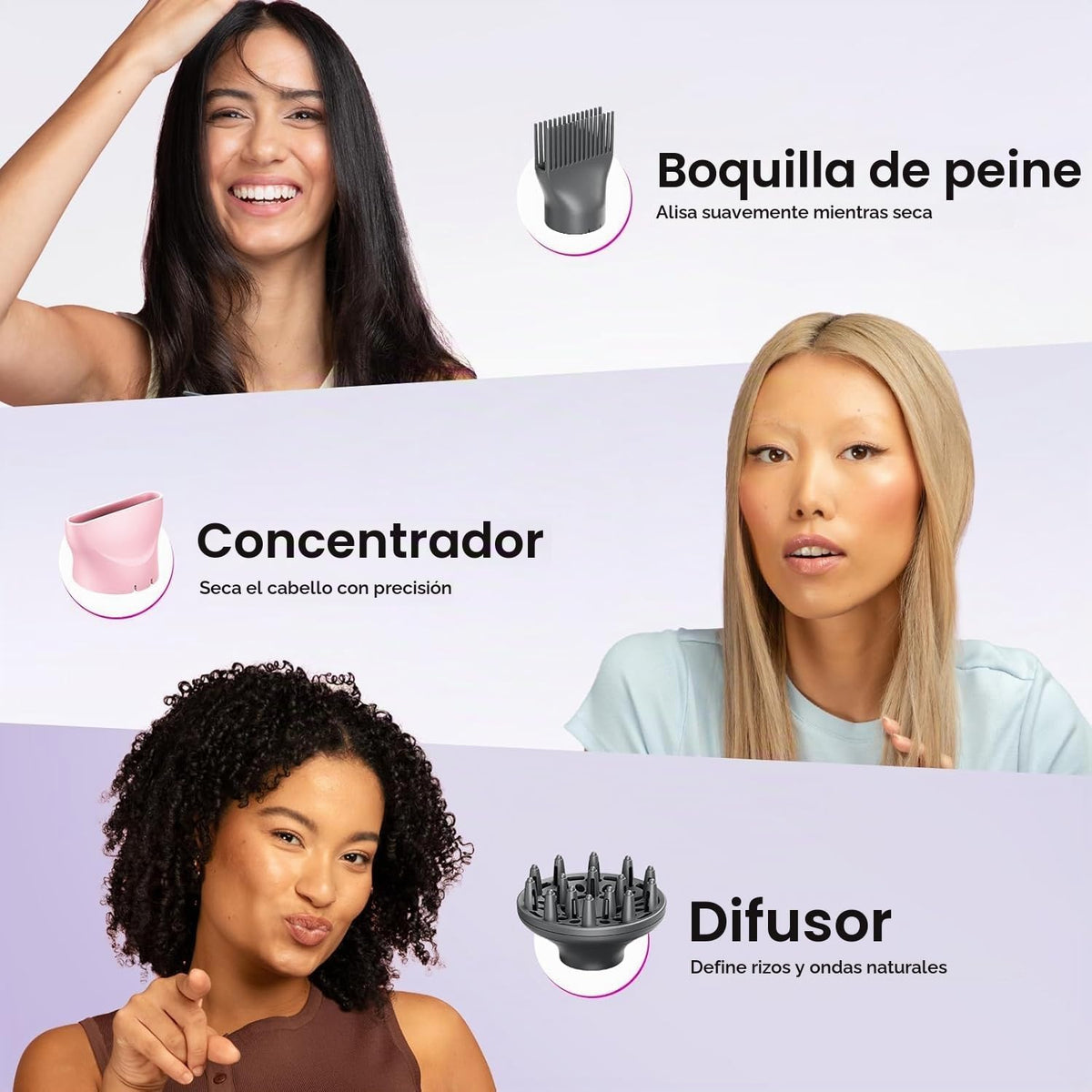 Wavytalk Blown Away onic Secador de pelo rosa, cepillo alisador de pelo Steamline Pro