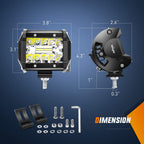 Nilight 2 piezas de 4 pulgadas, luces de triple fila, 60 W, combo de punto de inundación, 6000 lúmenes, barras para conducir, botes, camionetas todoterreno con 2 piezas de base magnética, barras de