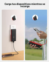 Cargador portátil de batería con cables integrados y enchufe de par...